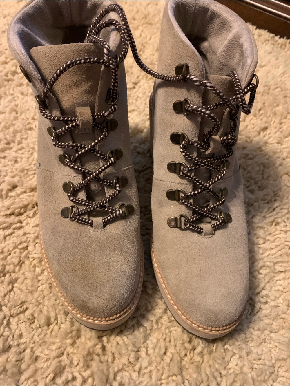 Toms Taupe Suede Lace-Up Ankle Boots